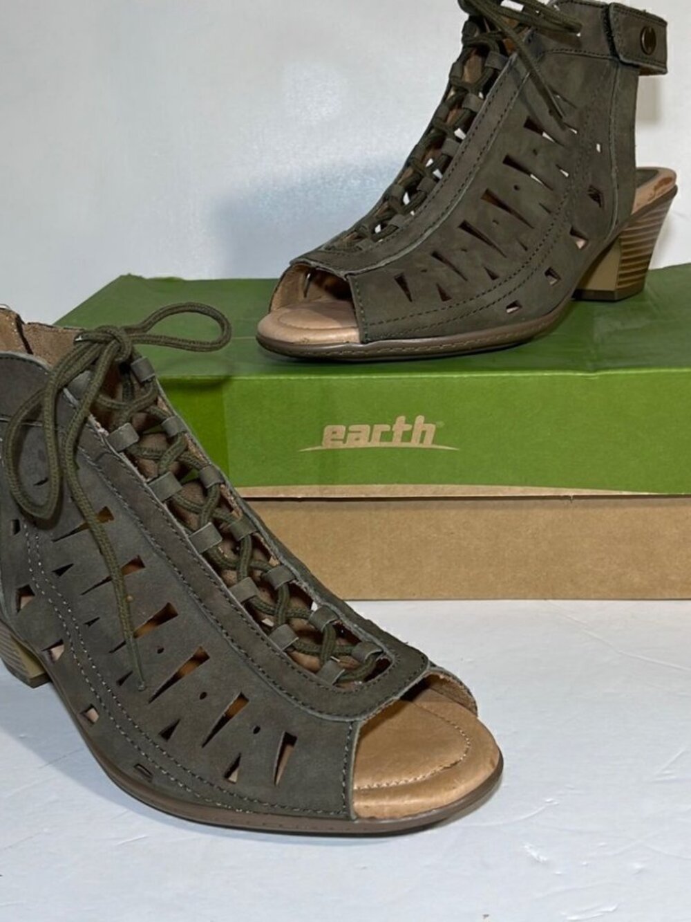 Earth Kristen Nubuck Leather Lace-Up Sandals